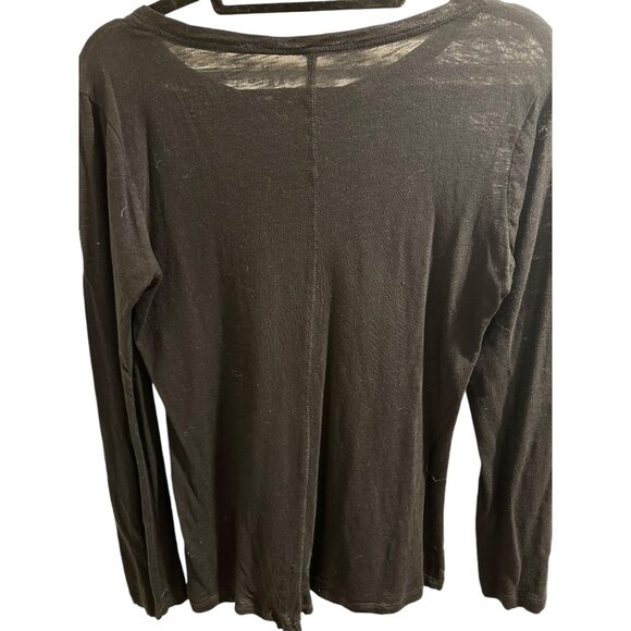 🍒 2/$20 🍒 Black Long Sleeve Rounded Neck Light Weight Tee Sz Small - Picture 5 of 6